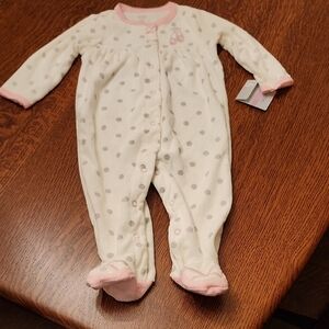 Carter's Pink and Gray Polka Dot Footie